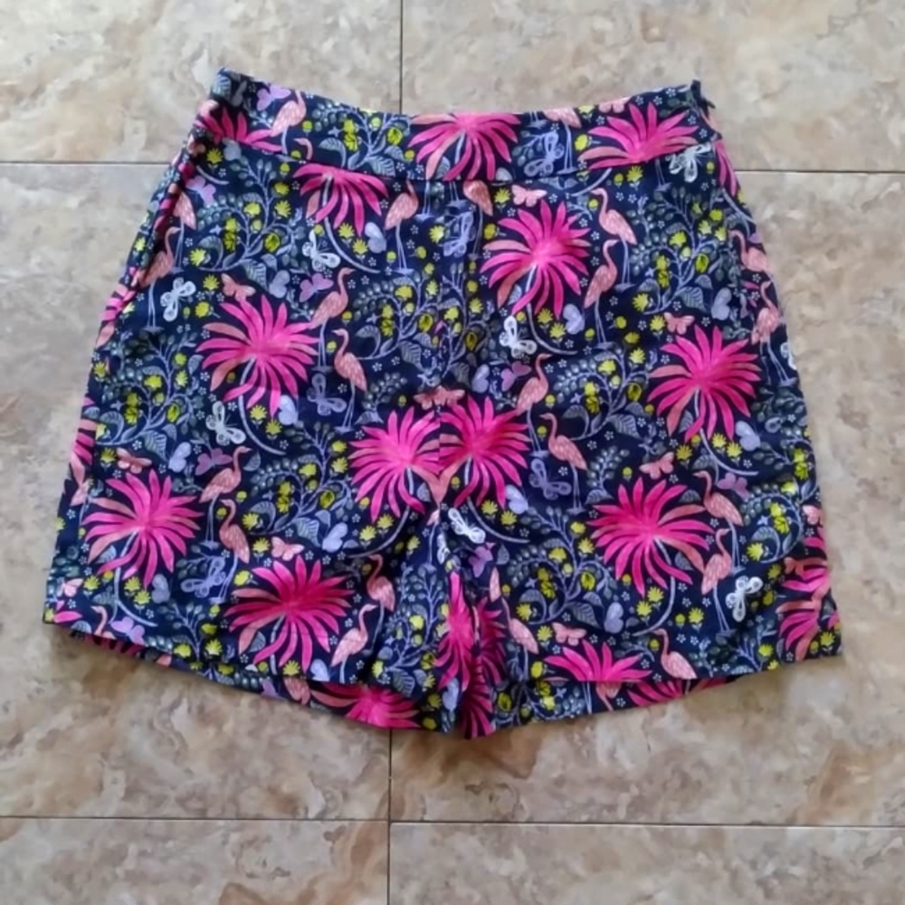 Boden colorful print linen shorts